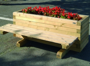 BLOEMBAK + 1 AANGEBOUWDE ZITBANK 147X94X63CM